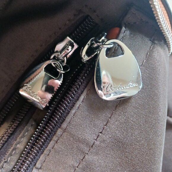 Bostanten Ivory Leather Backpack with Brown Trim - Picture 12 of 14